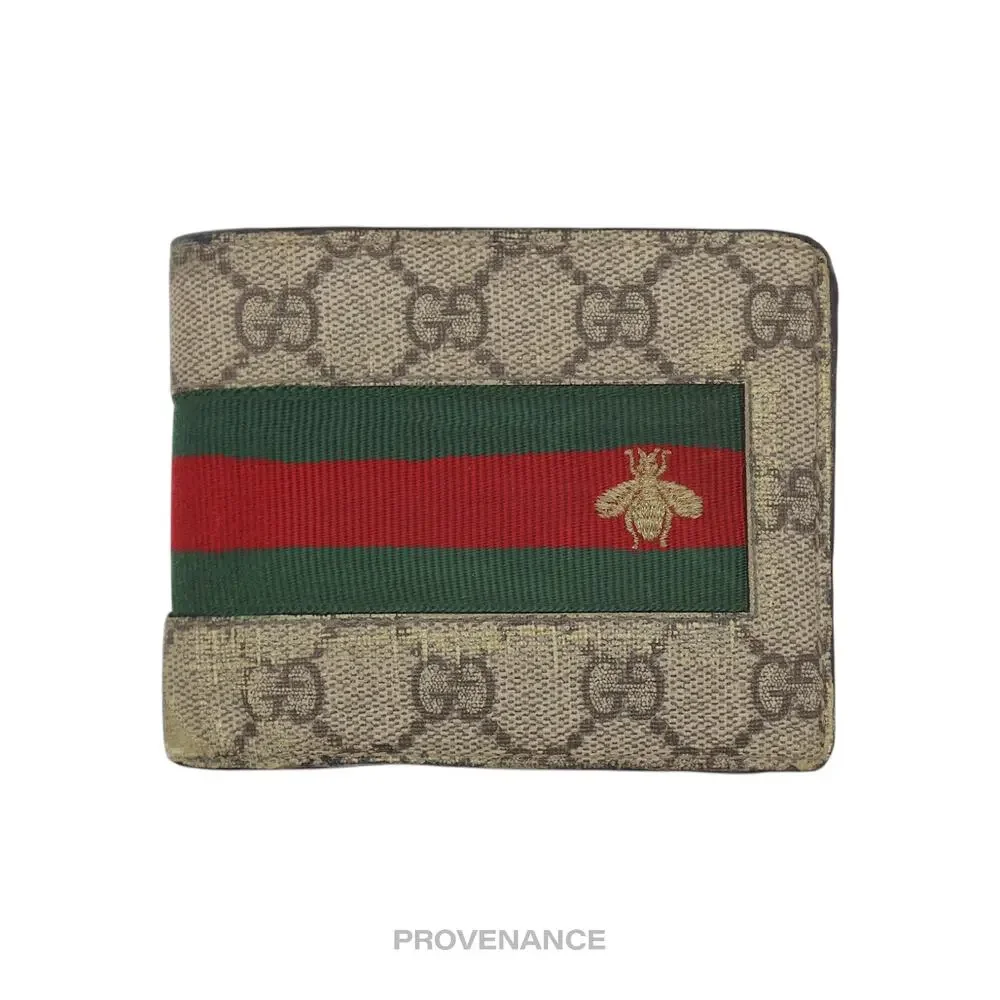 🔴 Gucci GG Supreme Bifold Wallet - Signature Web Bee